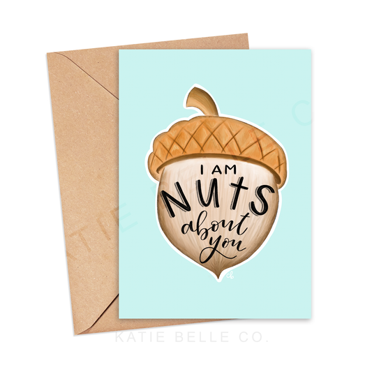 NUTS ABOUT YOU GREETING CARD - Old branding logo on back side