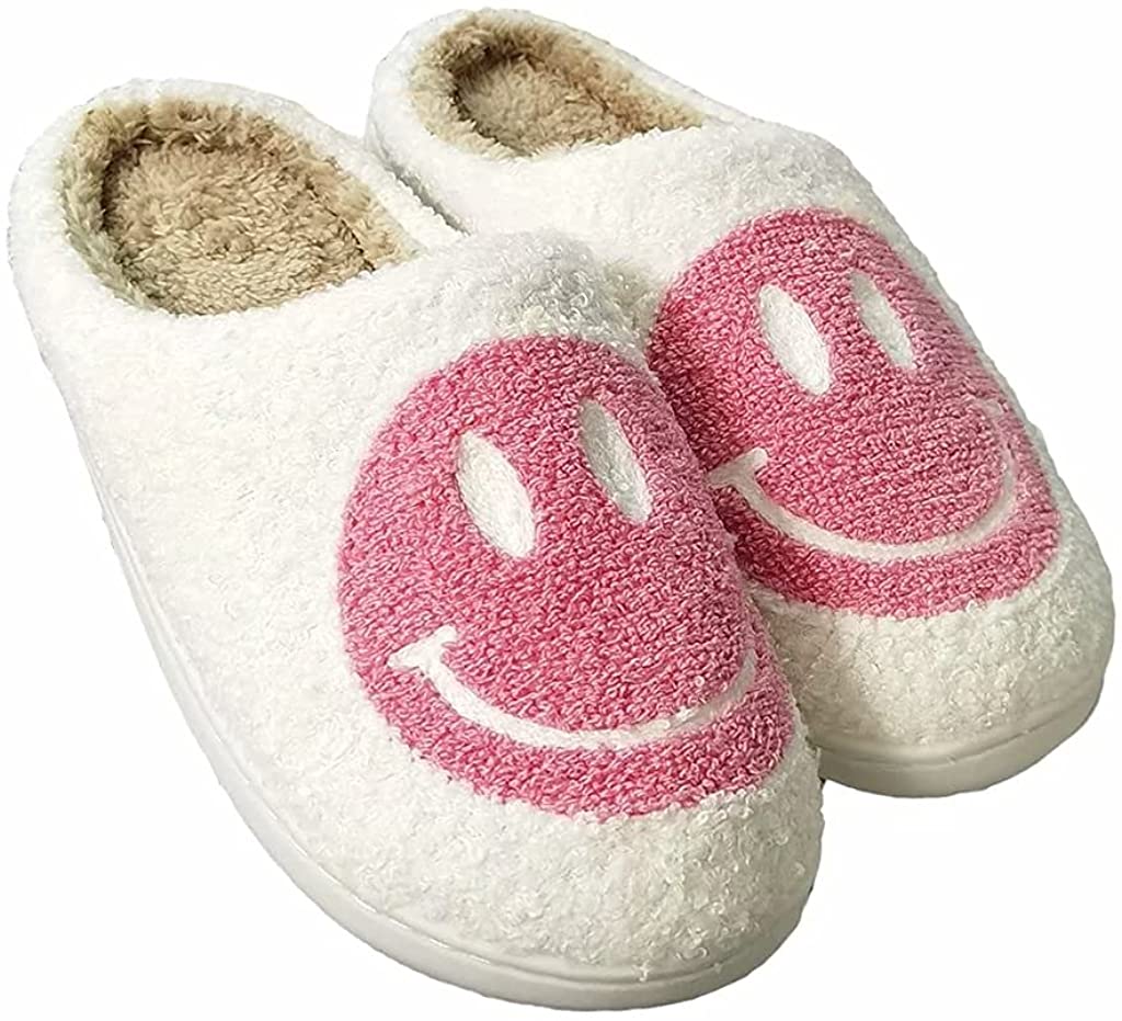 pink preppy smiley face slippers – Cowgirl Clutch