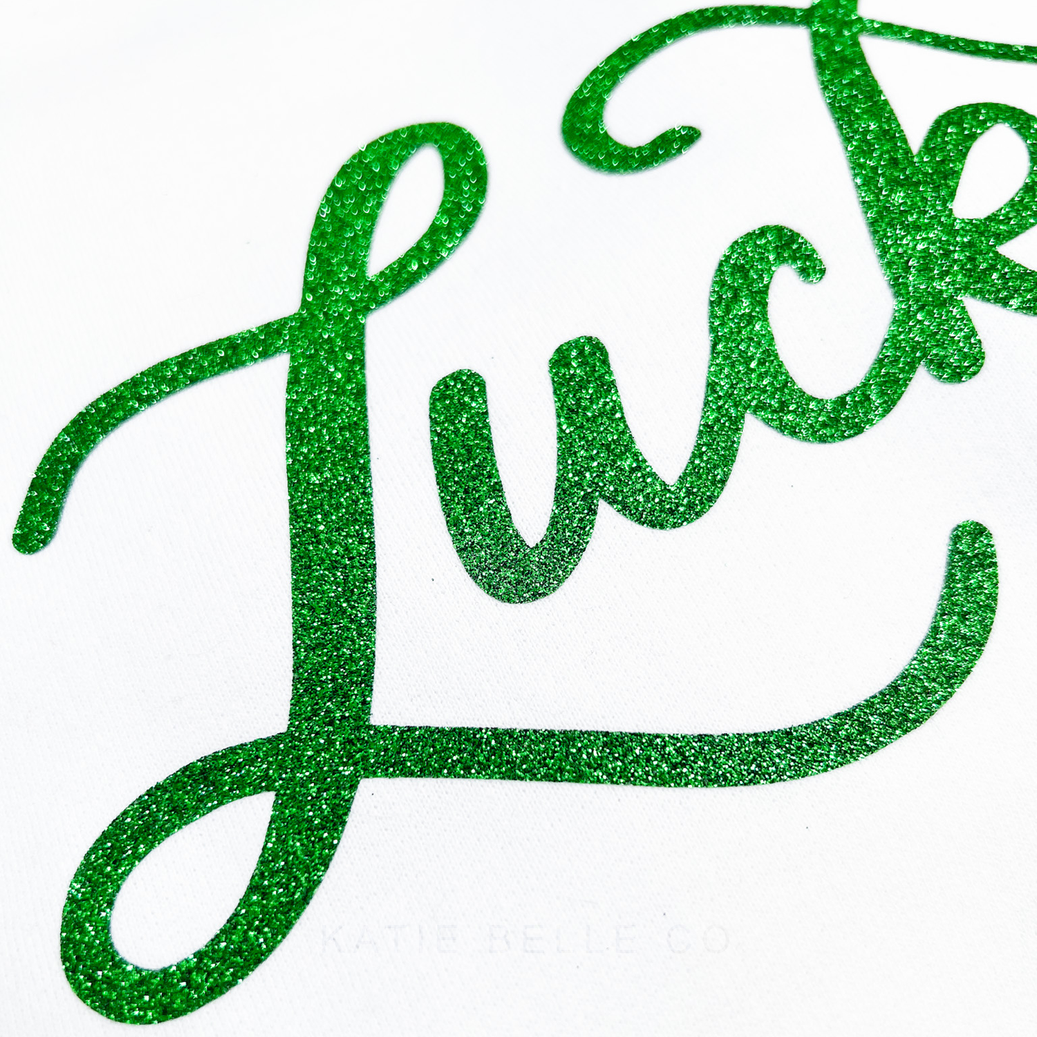 Lucky crewneck sweatshirt. St. Patrick's Day. Lucky Sweatshirt. Lucky Green sparkle. Four leaf clover. Katie Belle Co. 